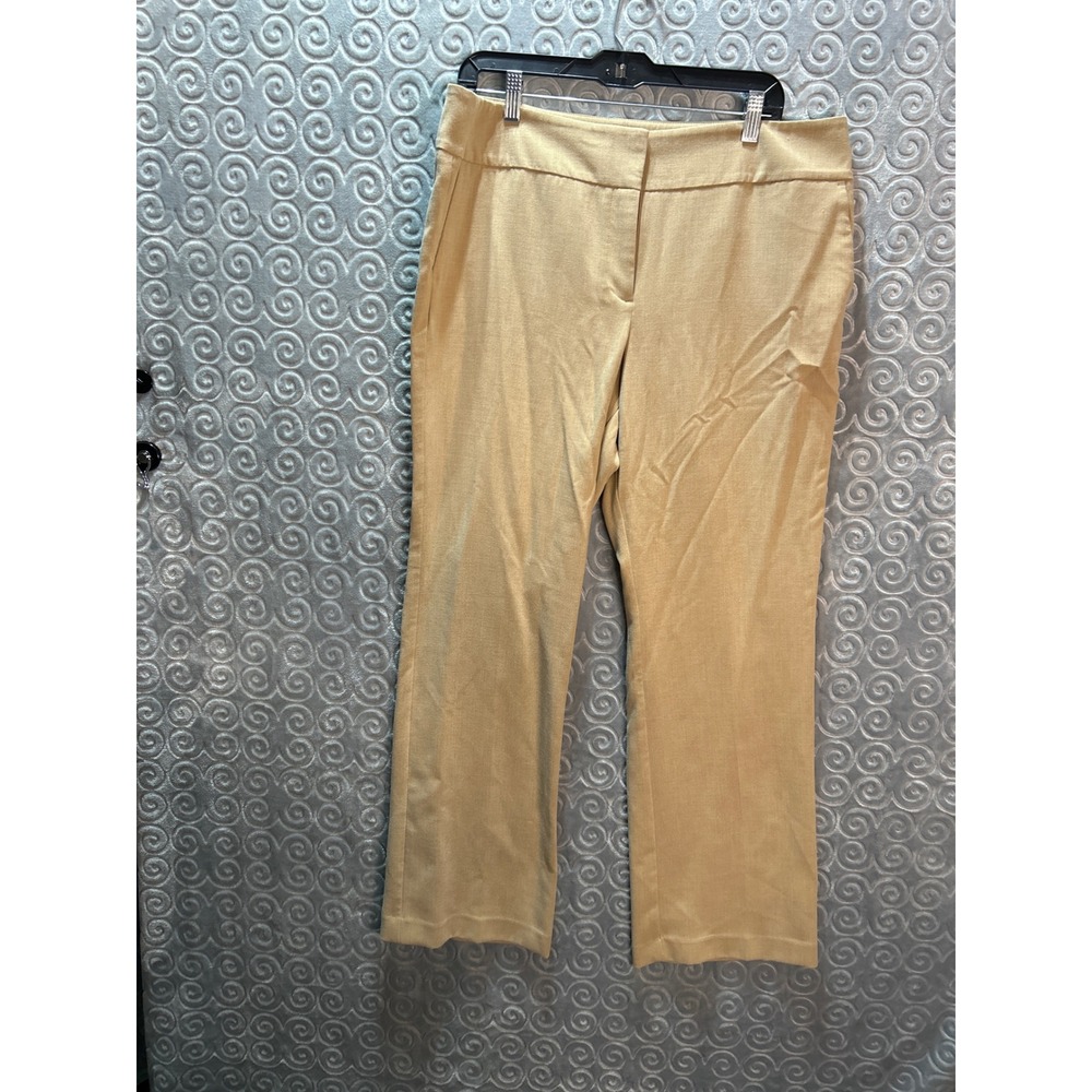 Ann Taylor Factory Curvy Fit Women's Tan Linen Blend Trousers Size 14